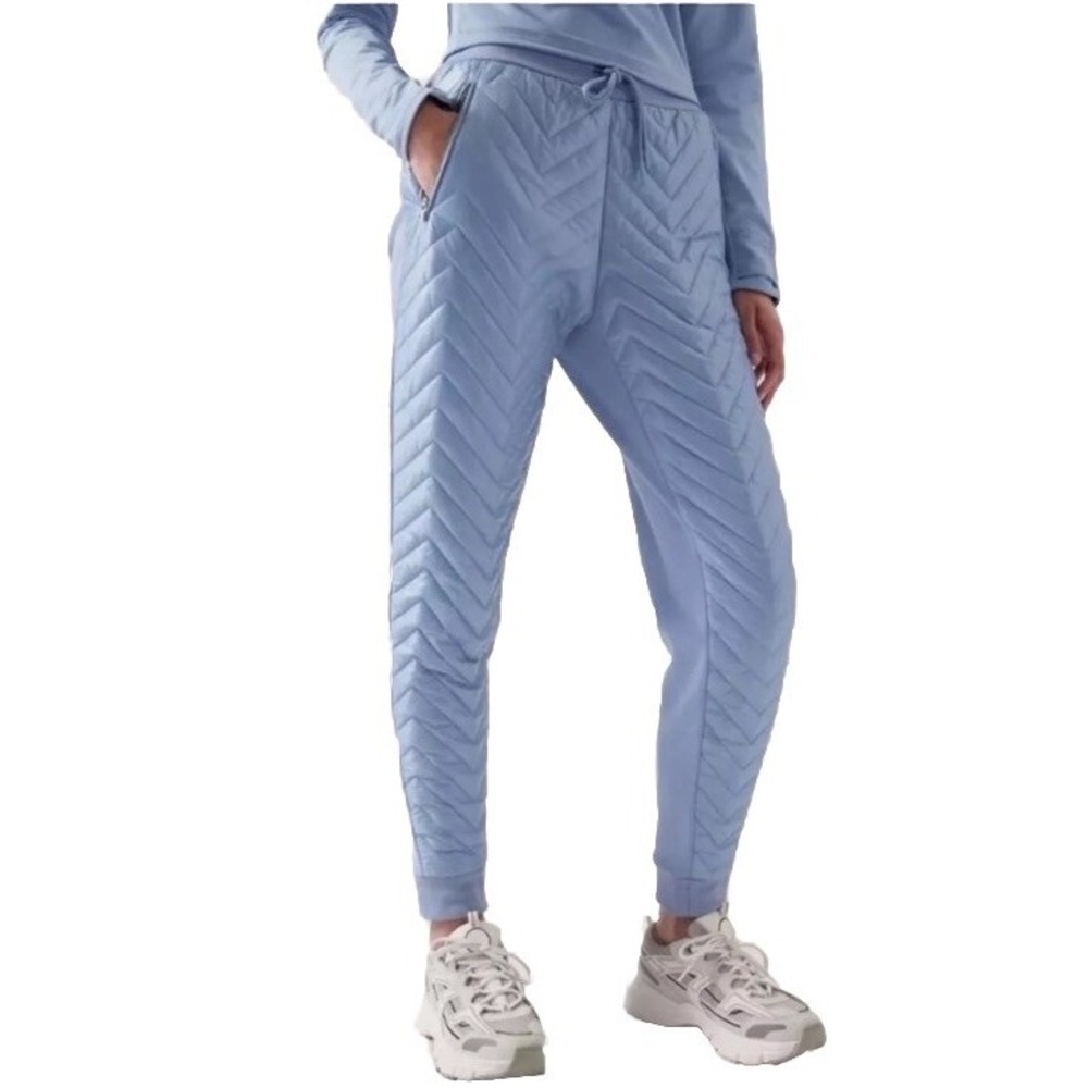 Athleta Solstice Apres Ski Quilted Joggers Women 4 Tall Blue Insulated Fleece